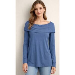 GO COUTURE Popover Off the Shoulder Sweater in Blue‎ Size Medium NEW